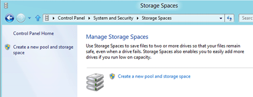 Windows 8 Manage Storage Spaces